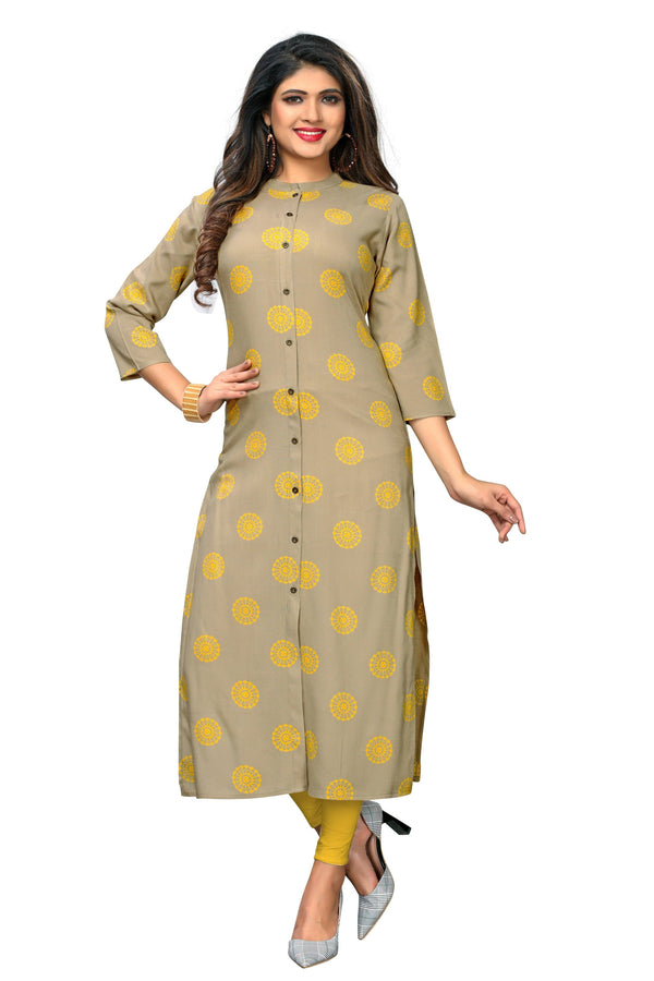 Women's Beige Straight Kurta By Vbuyz (1 Pc Set)