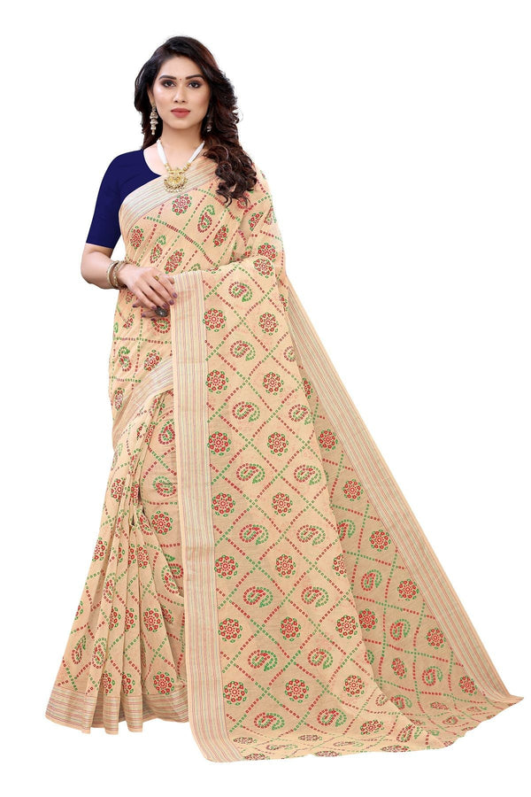 Women's Linen Jari Border Saree With Blouse Piece3  - Vamika