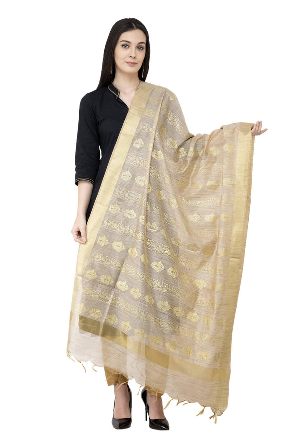 A R SILK Golden Color Fancy Silk Dupattas and Chunnis