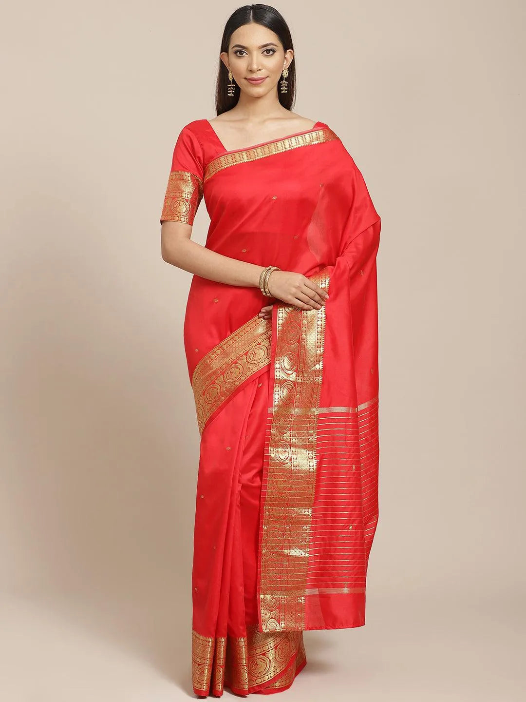 Red Woven Design Silk Blend Saree - Jashvi