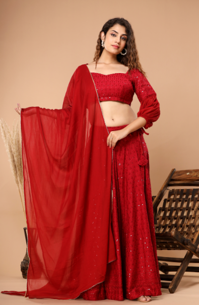 Women's Embroidered Lehenga Set - Saras The Label