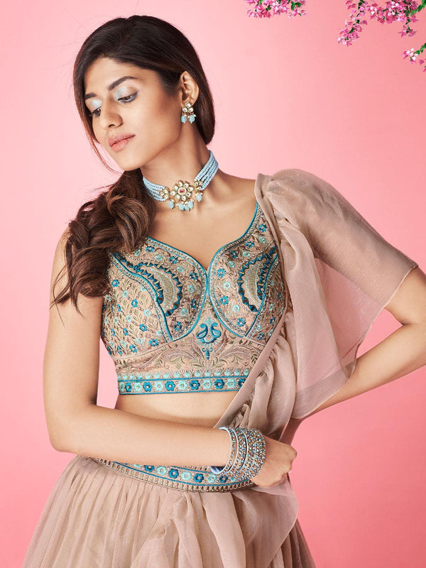 Women's Rose Taupe Women's Gorgeous Lehenga Choli Set - Odette