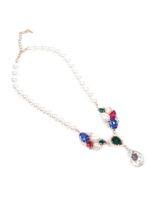 Women's Royal Multicolored Long Neckpiece - Odette