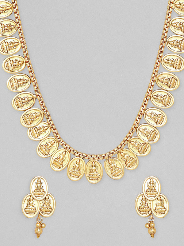 Rubans Goddesse Laxmi Coins Temple Jewellery Necklace Set.