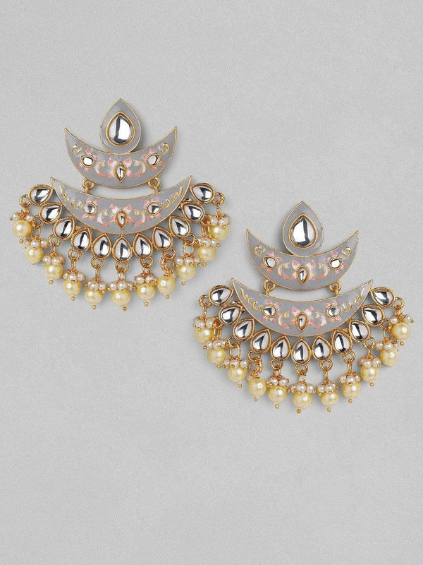 Rubans Gold Plated  Handcrafted Enamel Chandbali  Earrings