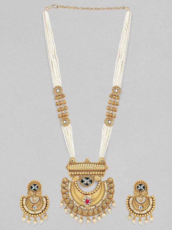 Rubans Gold Plated Handcrafted Kundan Necklace Set