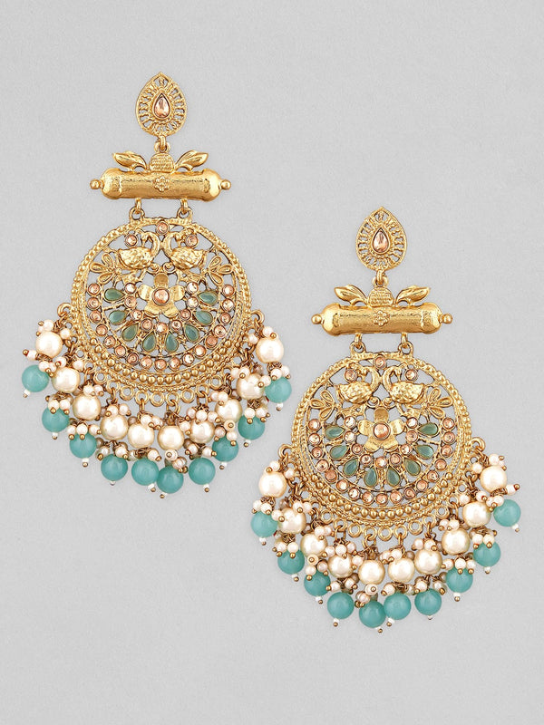 Rubans Gold-Toned Contemporary Chandbalis Earrings