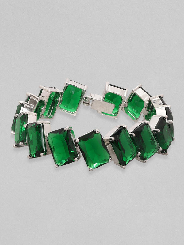 Rubans Rhodium Plated Premium Emerald Zircons Bracelet