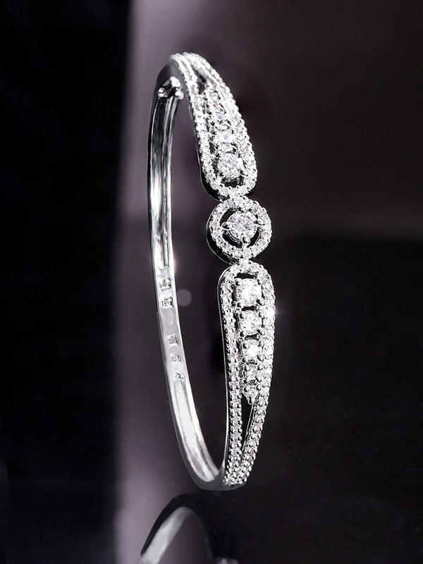 Rubans Rhodium Plated Zirconia Classy Sleek Bracelet