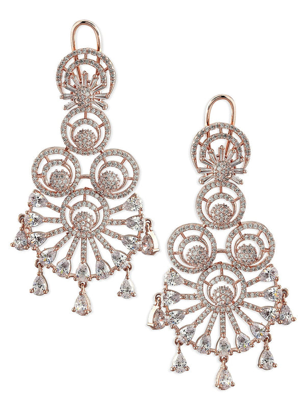 Rubans Rose Gold-Plated White Ad Drop Earrings