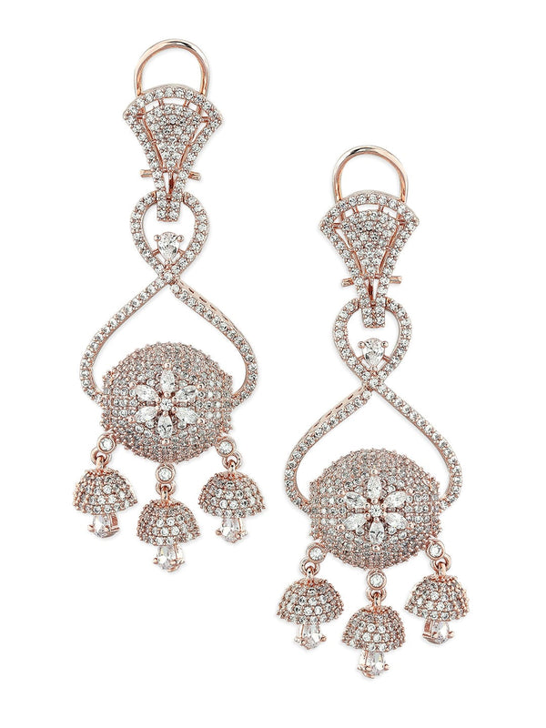 Rubans Rose Gold-Plated White Ad Drop Earrings