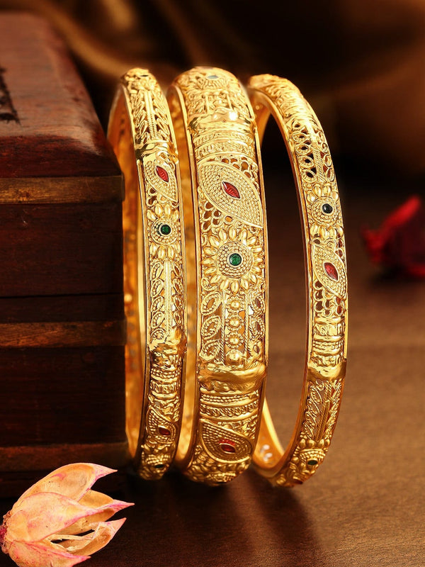 Rubans Set of 3 22K Gold-Plated Handcrafted Bangles