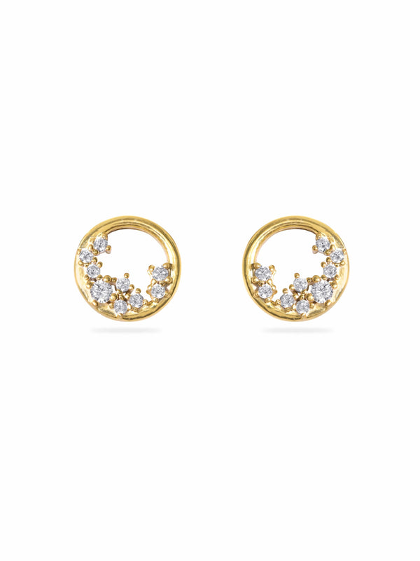 Rubans Silver 22k gold plated 925 starling silver zirconia studded contemporary Stud earring