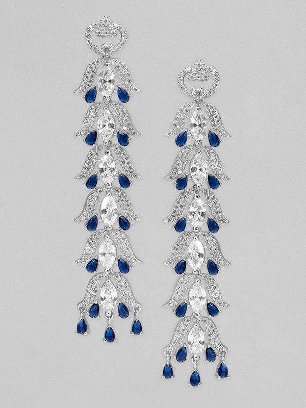 Rubans silver plated earrings with studded american stones.