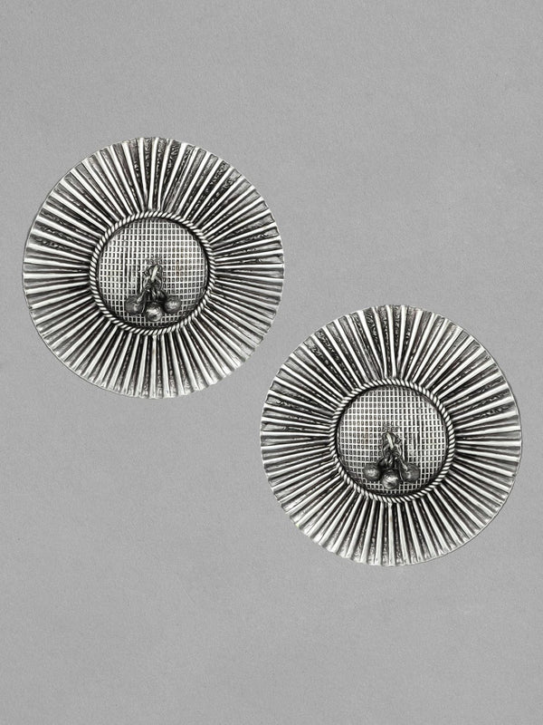 Rubans Silver Plated Handcrafted Oxidised Stud Earrings