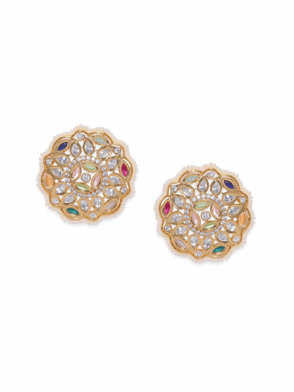 Rubans Timeless Elegance Polki and Zircon Stud Earrings