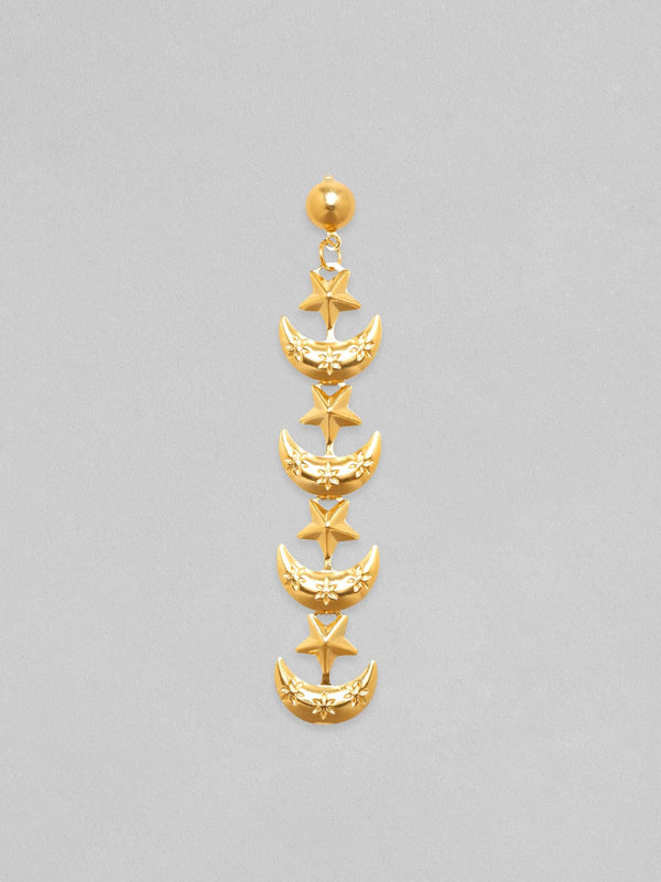 Rubans Voguish 18K Gold Plated Moon & Star Motif Dangle Earring.