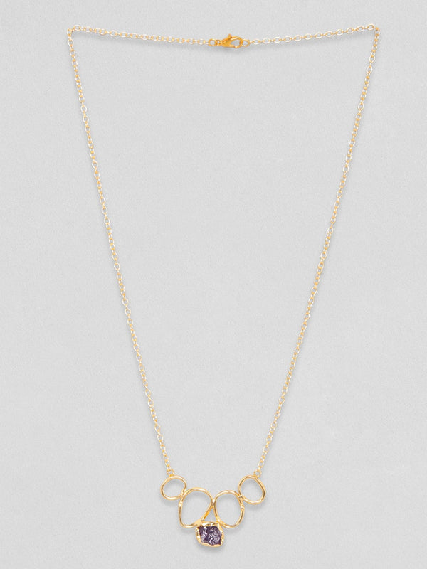 Rubans Voguish 18K Gold Plated On Copper Handcrafted With Raw Stone Setting Minimal Chain