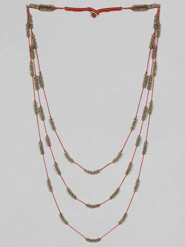 Rubans Voguish Antique Polished Red Multi layered necklace.