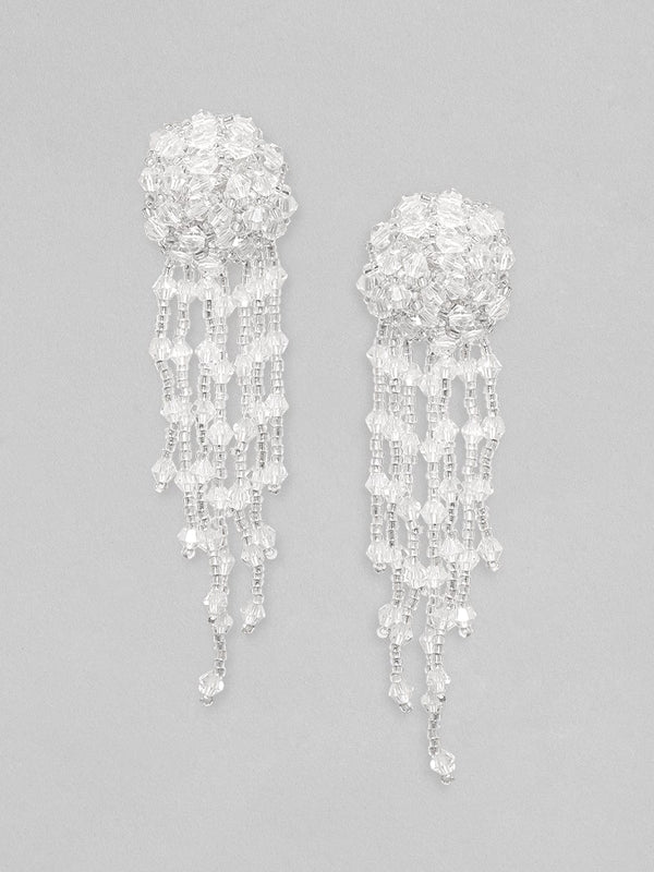 Rubans Voguish Crystal Stone Studded With Tassels Dangle Earrings.