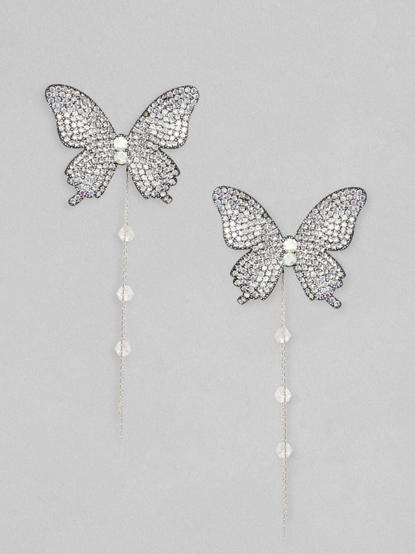 Rubans Voguish  Enchanting Butterfly Stud Earrings with Beaded Hangings