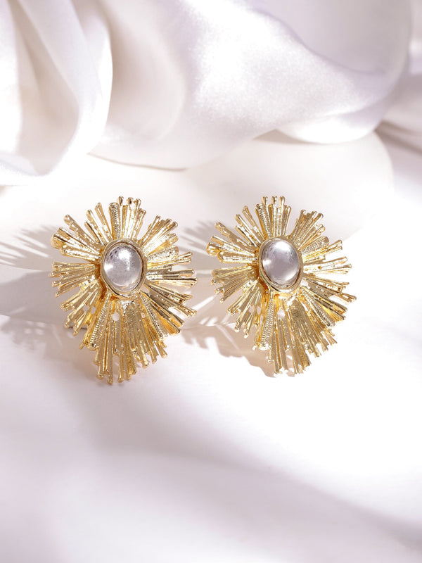 Rubans Voguish Gold-Plated Floral Drop Earrings