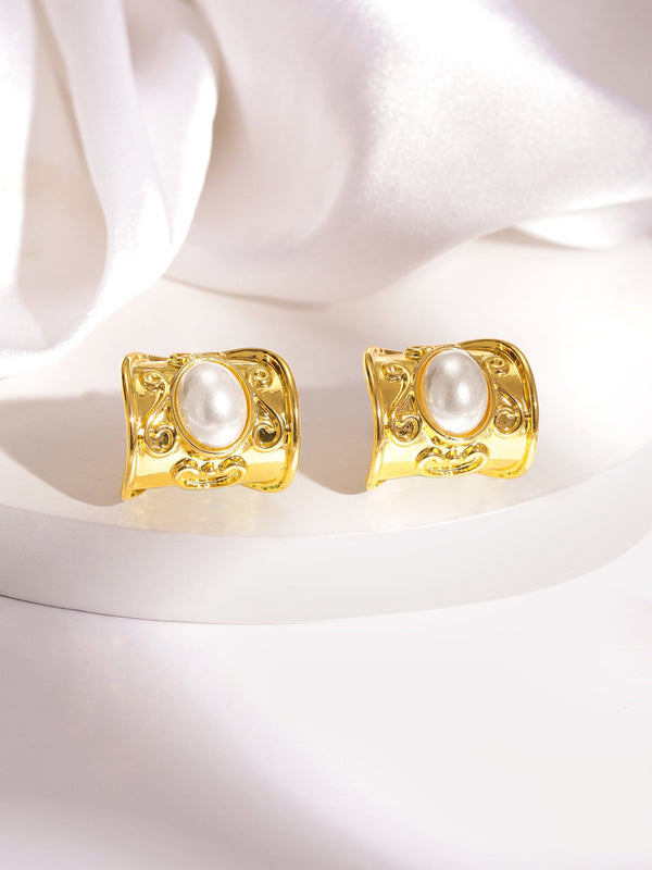 Rubans Voguish Gold-Plated Oval Half Hoop Earrings