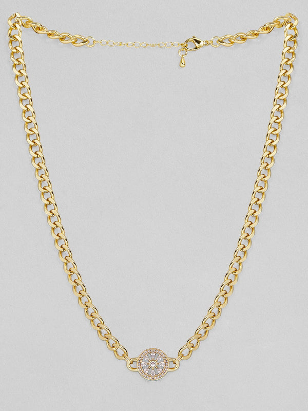 Rubans Voguish Gold Plated Round Pendent Western Chain.