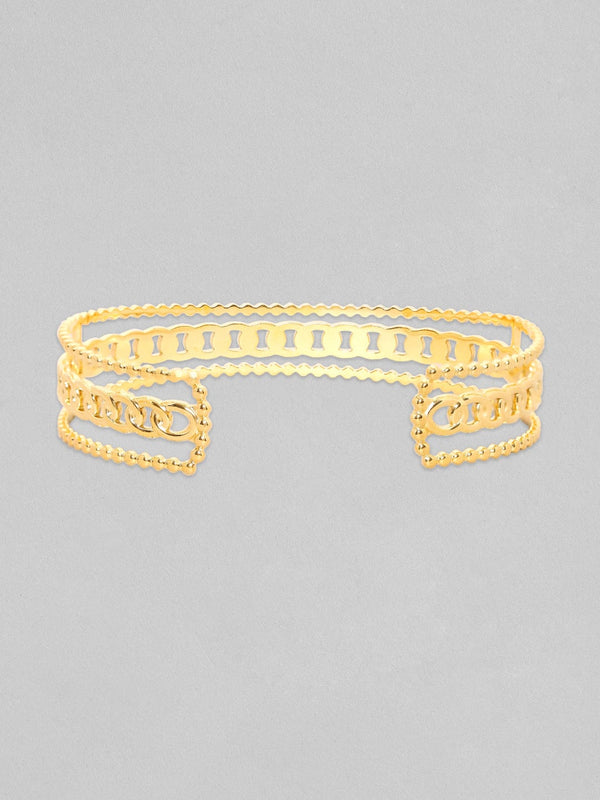 Rubans Voguish Gold Toned Stainless Steel Cuban Link Adjustable Bracelet