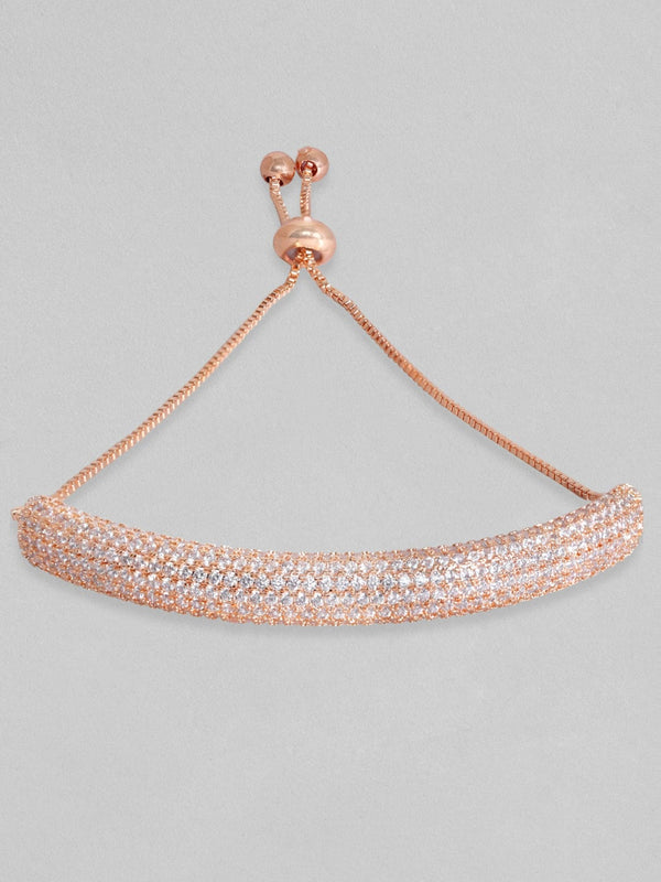 Rubans Women Rose Gold & White Brass Cubic Zirconia Rose Gold-Plated Bracelet