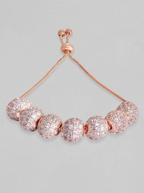 Rubans Women Rose Gold & White Brass Cubic Zirconia Rose Gold-Plated Bracelet