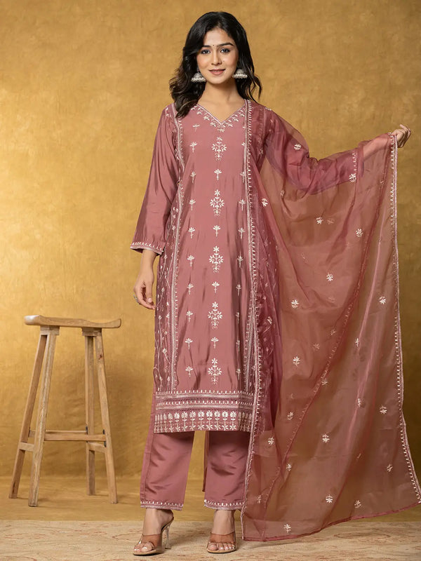 Grey Silk Kurta Dupatta Pant Set