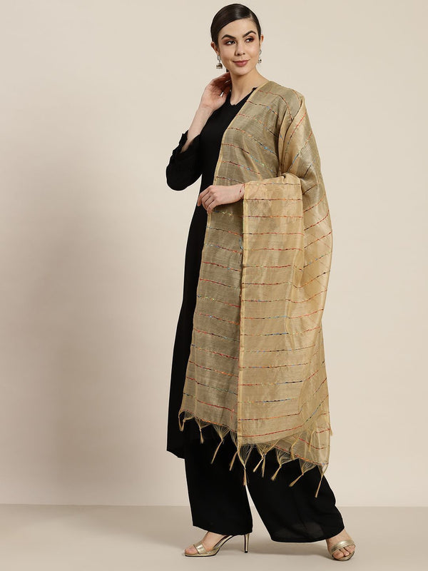 Women's Gold Chanderi Woven Dupatta - Juniper