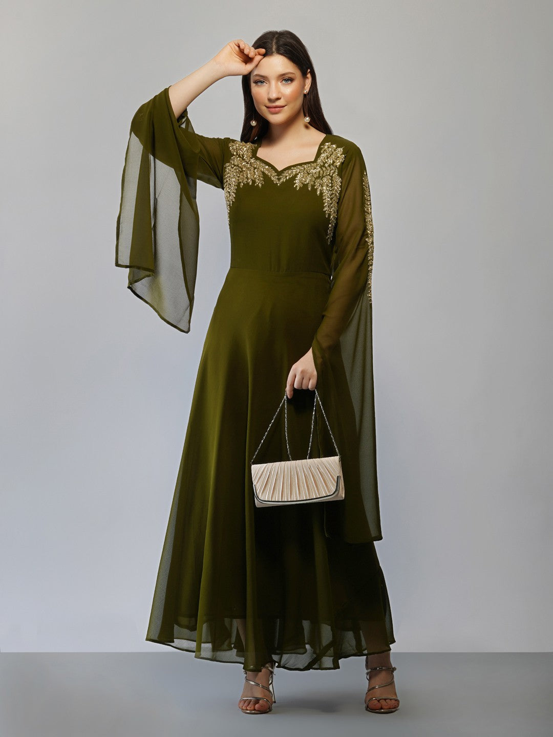 Women's Dark Green Ankle Length A-Line Kurta  - Ziva Fashion