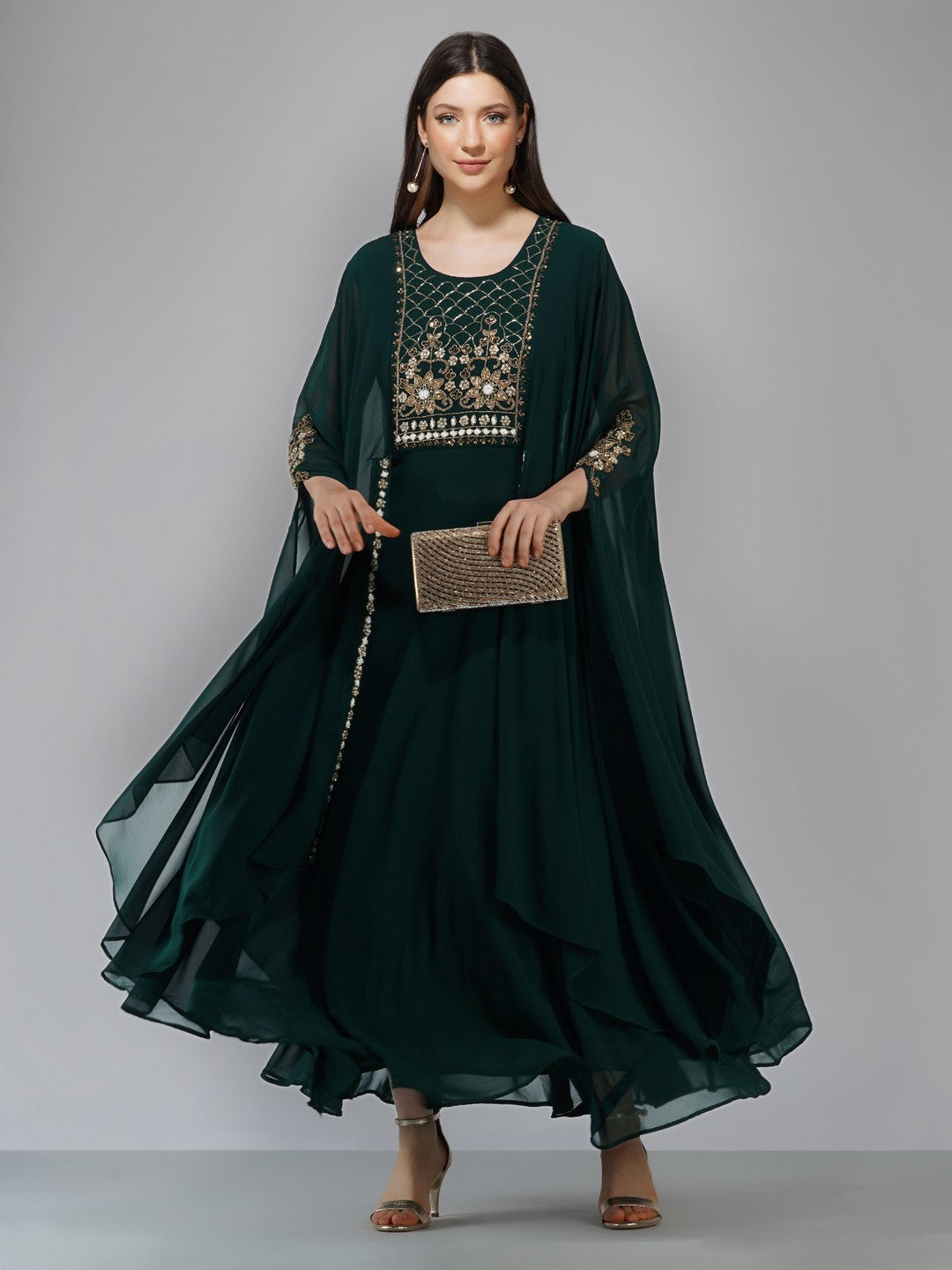 Women's Green Ankle Length A-Line Kurta  - Ziva Fashion