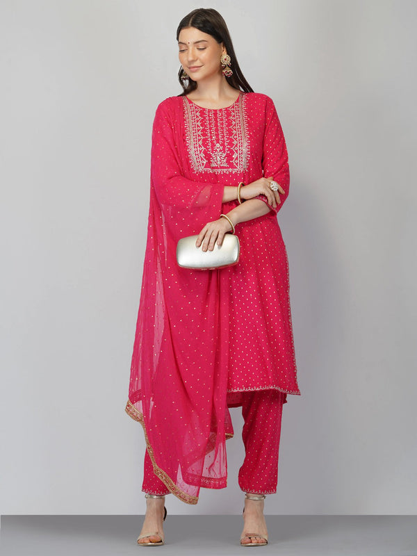 Women's Pink Cotton Blend Kurta And Pant Set - Noz2Toz