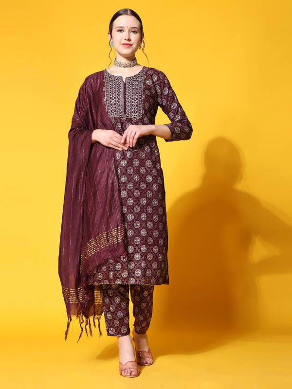 Women's Viscose Rayon Kurta, Pant And Dupatta Set - Noz2Toz