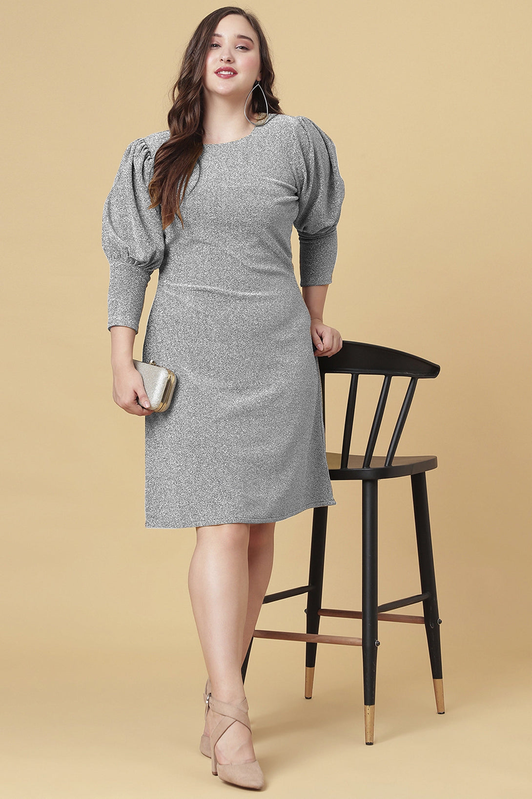 Women's Grey Party Dress - Curvy Lane