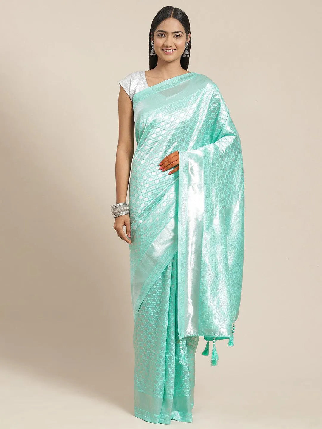 Sea Green Woven Design Art Silk Saree - Jashvi