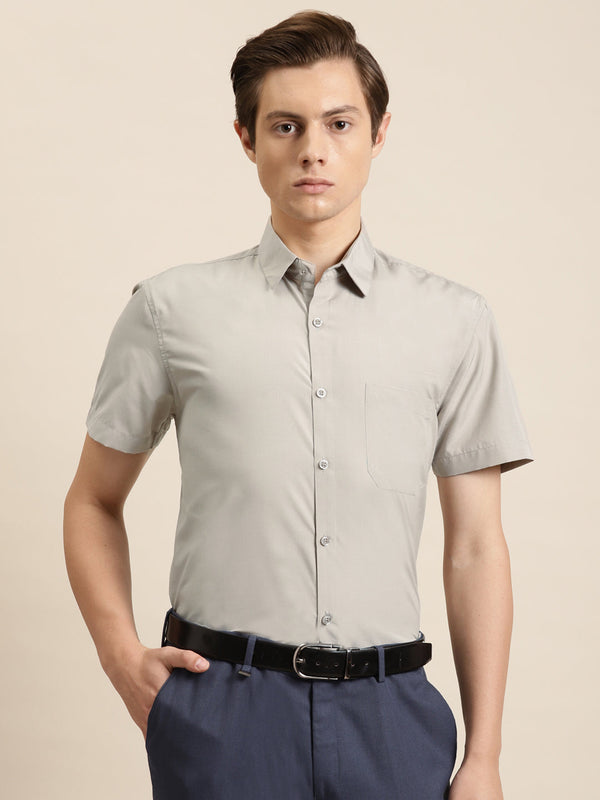 Men's Cotton Light Brown Classic Formal Shirt - Sojanya