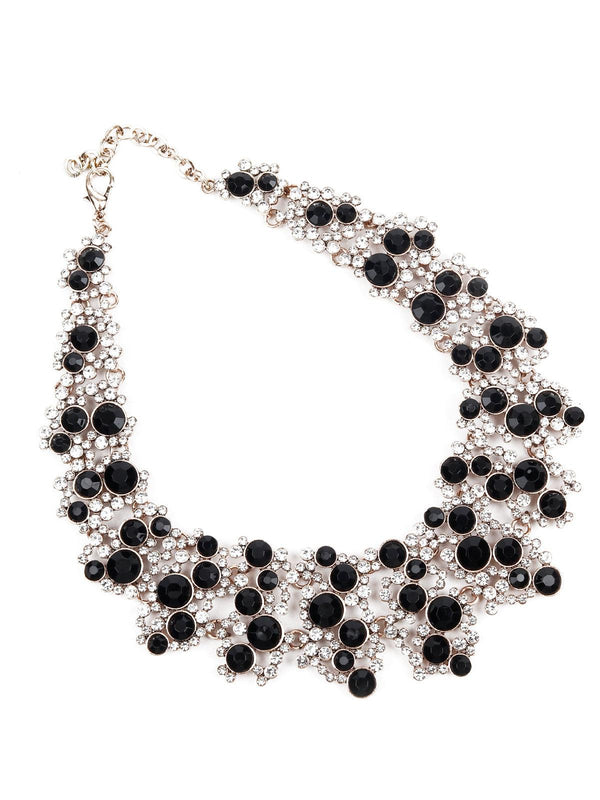 Women's Sparkling Stones Black And White Choker Neck Piece - Odette