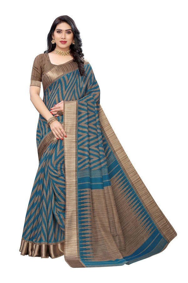 Women's Vamika Rama Green Linen Designer Saree Bee Rama - Vamika