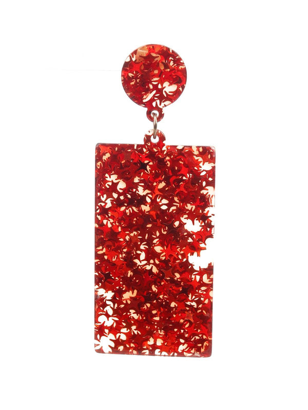 Women's Starry Red Dangler Earrings - Odette