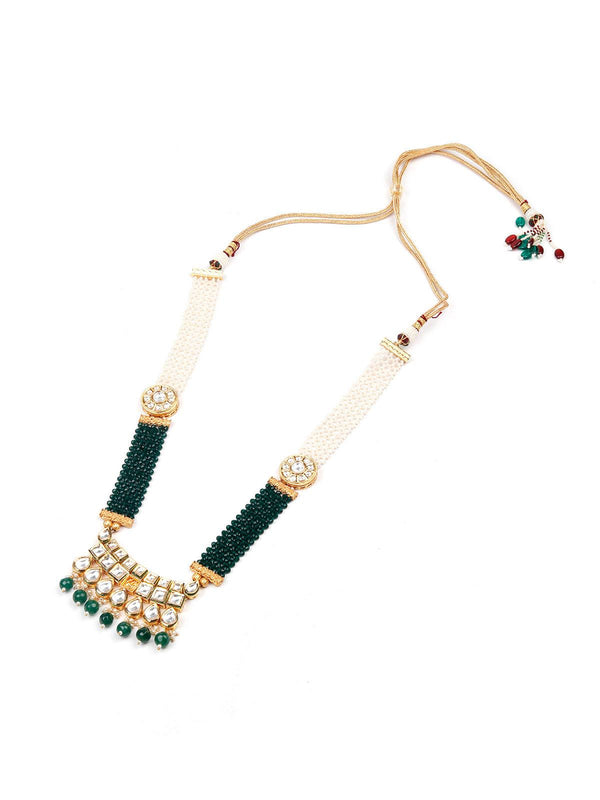 Women's Stunning Green And A White Beaded Statement Necklace - Odette