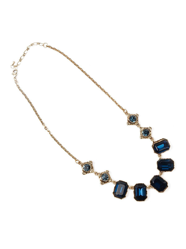 Women's Stylish Blue And Gold Choker Neckpiece - Odette