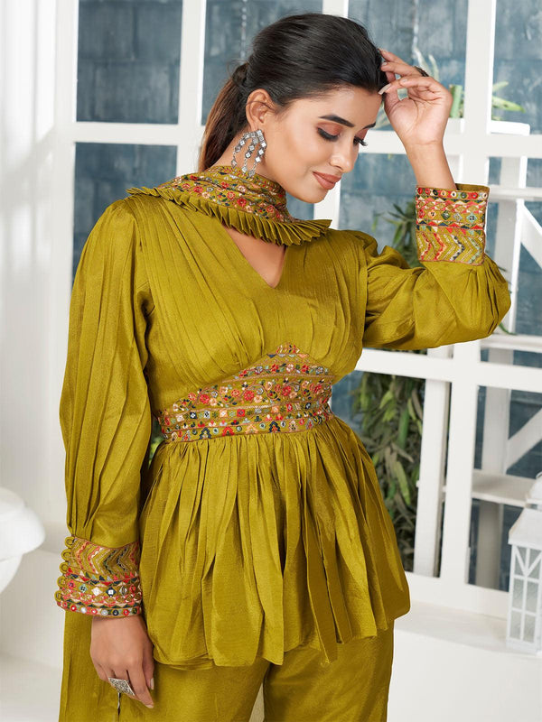 Women's Stylish Olive Sharara Suit Set - Odette