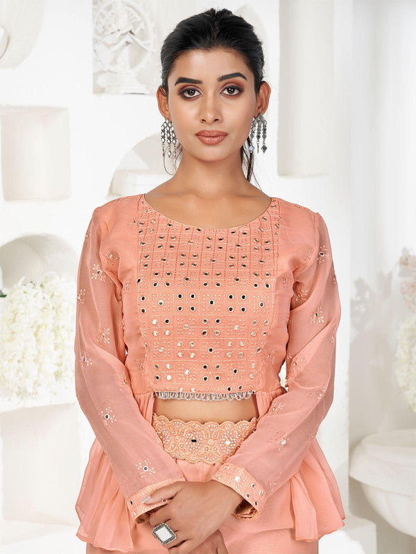 Women's Stylish Peach Sharara Suit Set - Odette