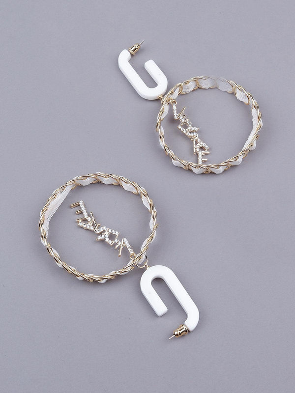 Women's Super Stylish White Statement Hoop Earrings - Odette