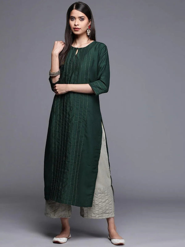 Teal Solid Chanderi Silk Kurta - Jashvi