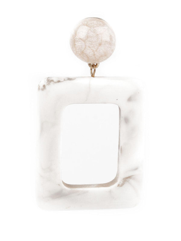 Women's Trendy White Square Dangle Earrings - Odette